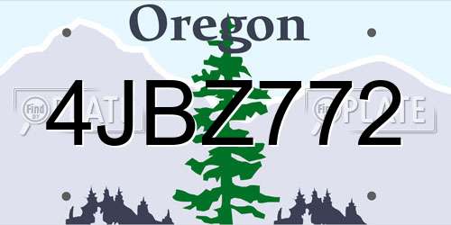 4JBZ772 Oregon License Plate
