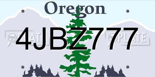 4JBZ777 Oregon License Plate