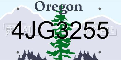 4JG3255 Oregon License Plate