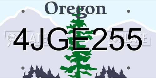 4JGE255 Oregon License Plate