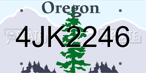 4JK2246 Oregon License Plate
