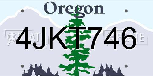 4JKT746 Oregon License Plate