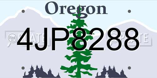 4JP8288 Oregon License Plate