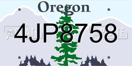 4JP8758 Oregon License Plate