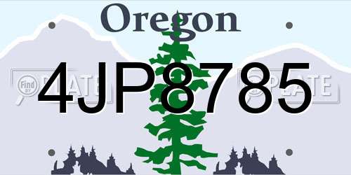 4JP8785 Oregon License Plate