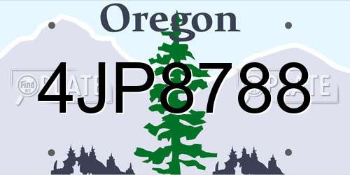 4JP8788 Oregon License Plate