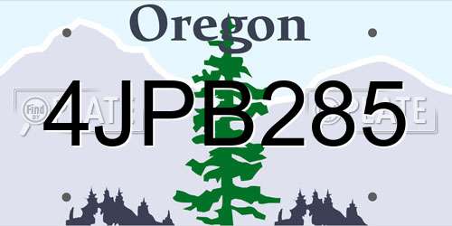 4JPB285 Oregon License Plate