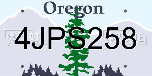 4JPS258 Oregon License Plate