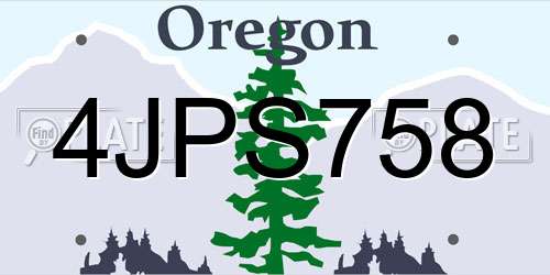 4JPS758 Oregon License Plate