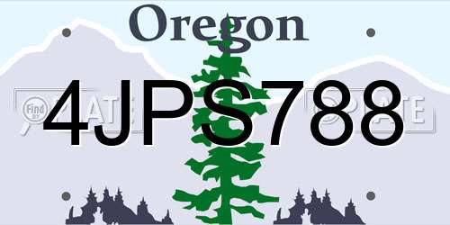 4JPS788 Oregon License Plate