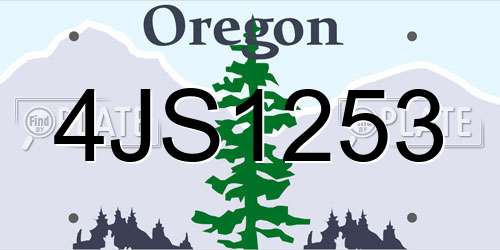 4JS1253 Oregon License Plate