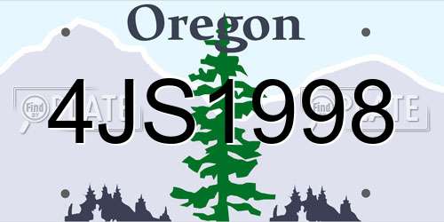 4JS1998 Oregon License Plate