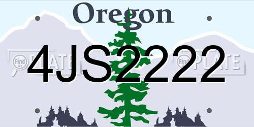 4JS2222 Oregon License Plate