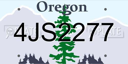 4JS2277 Oregon License Plate