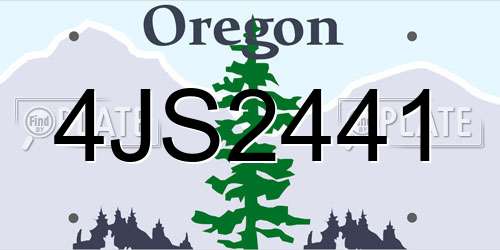 4JS2441 Oregon License Plate