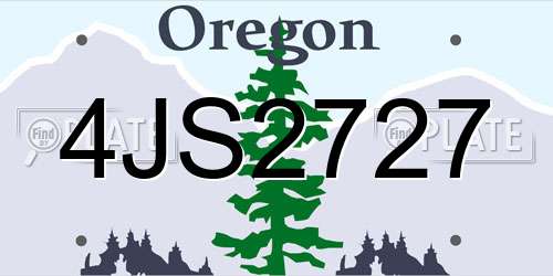 4JS2727 Oregon License Plate