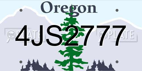 4JS2777 Oregon License Plate