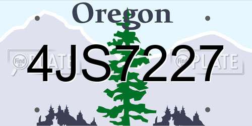 4JS7227 Oregon License Plate