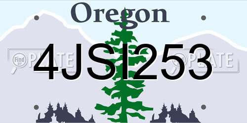 4JSI253 Oregon License Plate
