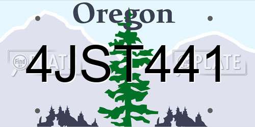 4JST441 Oregon License Plate
