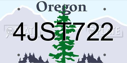 4JST722 Oregon License Plate