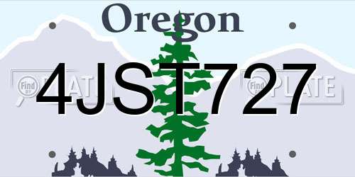 4JST727 Oregon License Plate
