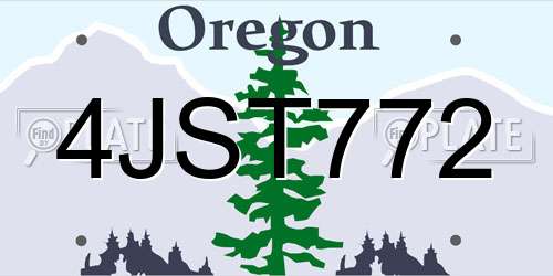 4JST772 Oregon License Plate