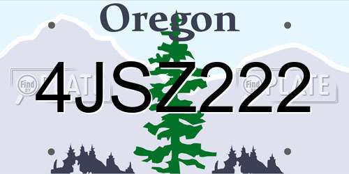 4JSZ222 Oregon License Plate