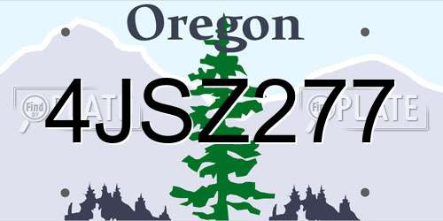 4JSZ277 Oregon License Plate