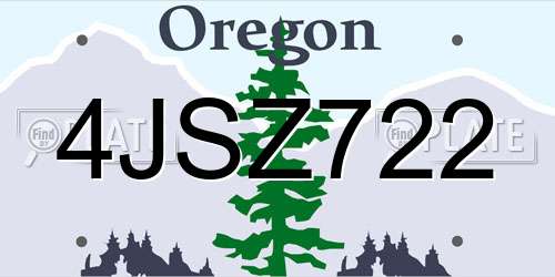 4JSZ722 Oregon License Plate