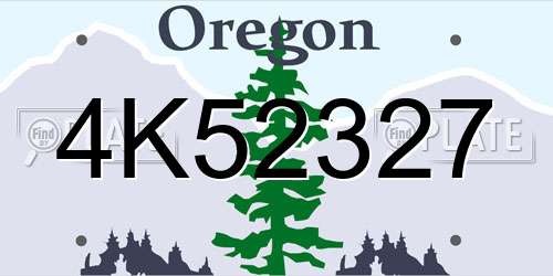 4K52327 Oregon License Plate