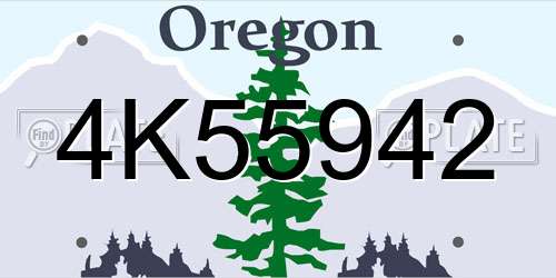 4K55942 Oregon License Plate