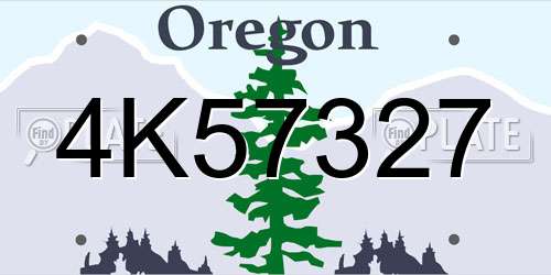 4K57327 Oregon License Plate