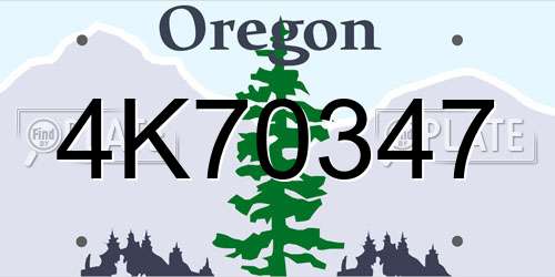 4K70347 Oregon License Plate