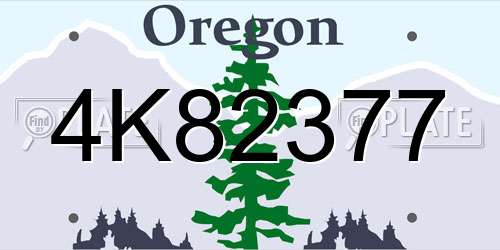 4K82377 Oregon License Plate