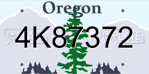 4K87372 Oregon License Plate
