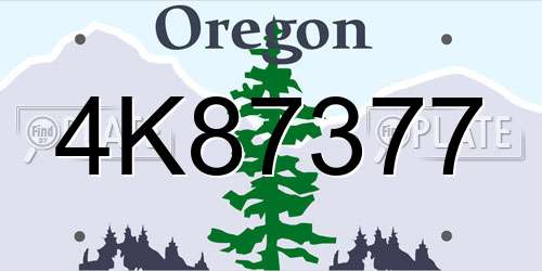 4K87377 Oregon License Plate
