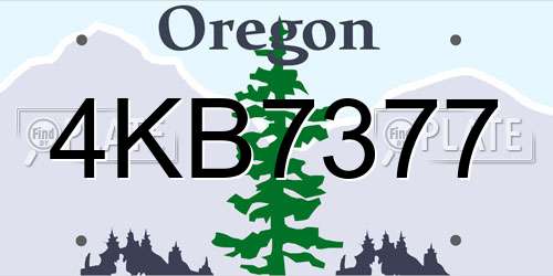 4KB7377 Oregon License Plate