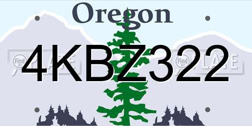 4KBZ322 Oregon License Plate