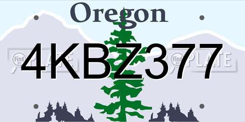 4KBZ377 Oregon License Plate