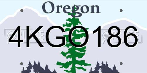 4KGO186 Oregon License Plate
