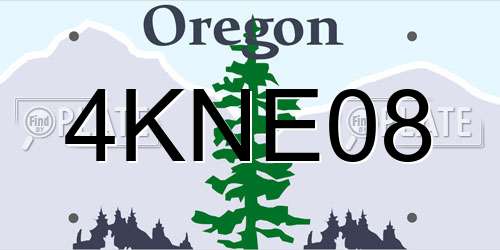 4KNE08 Oregon License Plate