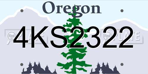 4KS2322 Oregon License Plate