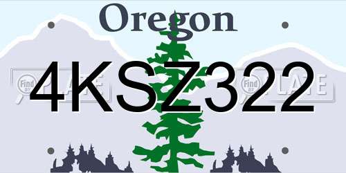 4KSZ322 Oregon License Plate