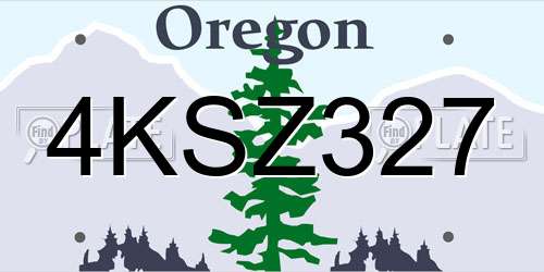 4KSZ327 Oregon License Plate