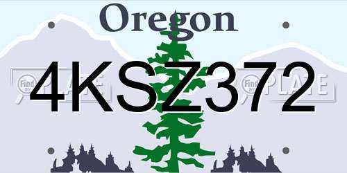 4KSZ372 Oregon License Plate