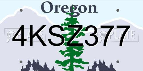 4KSZ377 Oregon License Plate
