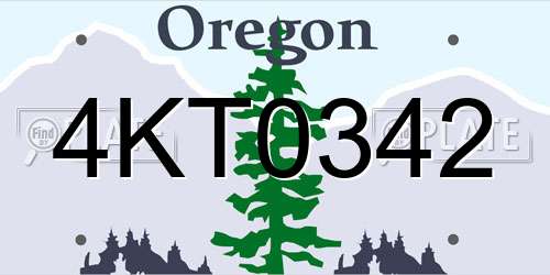 4KT0342 Oregon License Plate