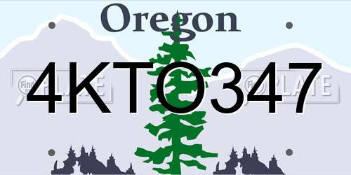 4KTO347 Oregon License Plate