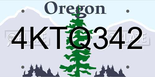 4KTQ342 Oregon License Plate